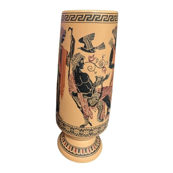 Handmade Greek Ceramic Vase 9" Tall With Ancient Mythology Art Hand-Painted Made - Picture 4 of 6